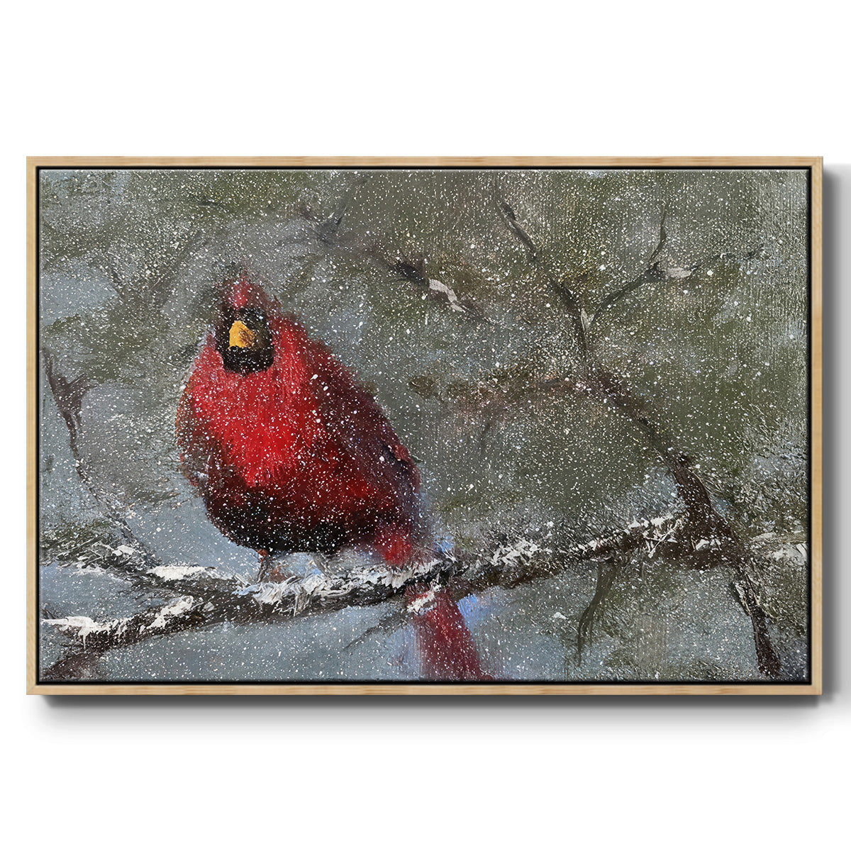 Cardinal in Snow I - Floater Framed Canvas Print