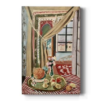 Canvas art print featuring a fauvist interior scene with a phonograph and patterned furnishings on a clean white background.