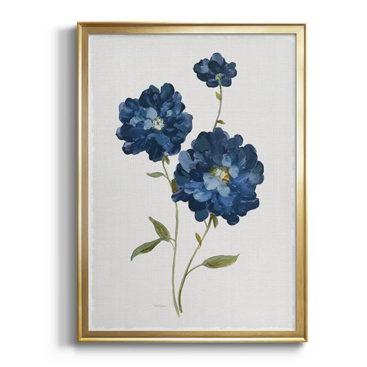 Blue Mums - Modern Framed Canvas Print