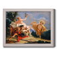 Classical mythological painting of Apollo and Daphne by Giovanni Battista Tiepolo printed on canvas in an ornate weathered white frame.