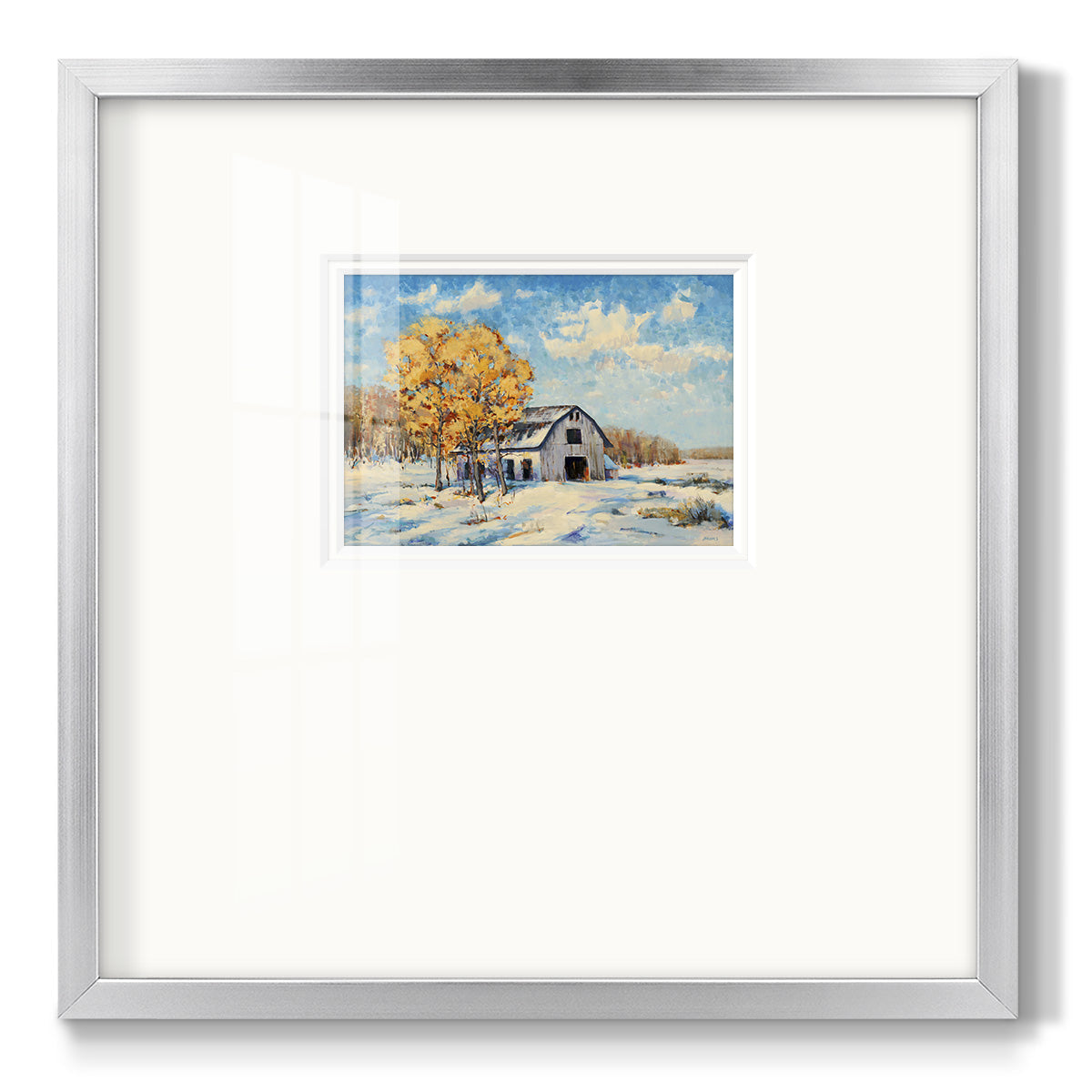 Autumn Barn - Double Matboard Framed Print