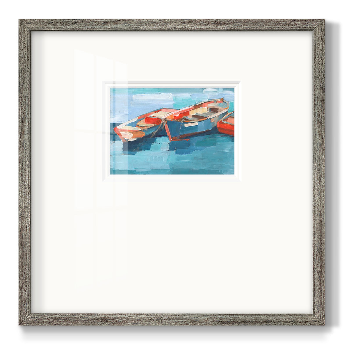 Primary Boats I Premium Framed Print Double Matboard