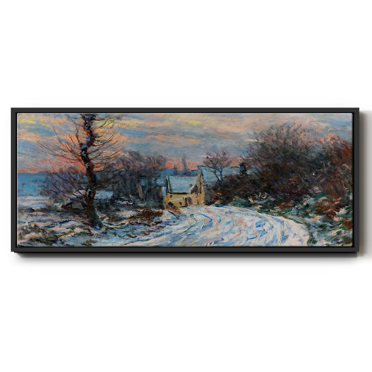 Road to Giverny in Winter, 1885 - Floater Framed Canvas Print