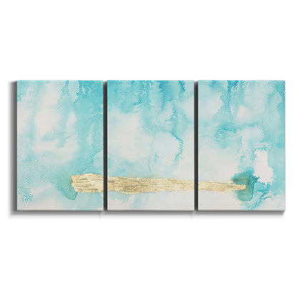 Three-panel canvas wall art featuring saturated abstract color fields on white background.
