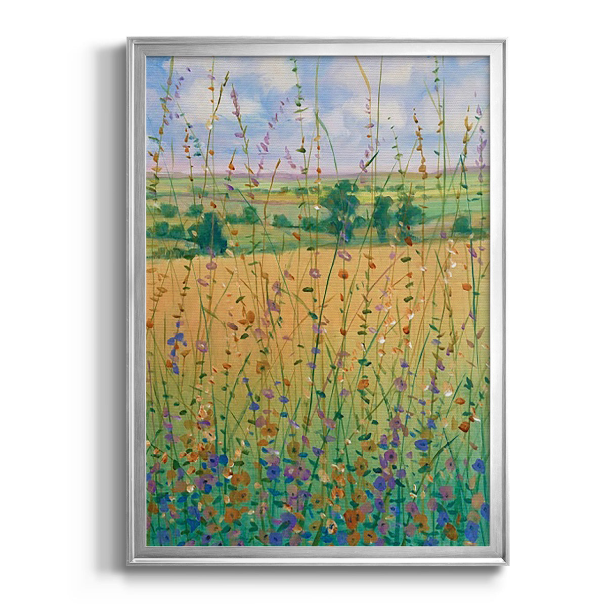 Wildflower Path II - Modern Framed Canvas Print