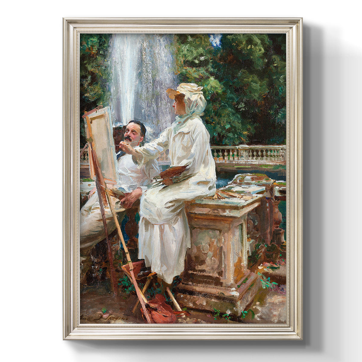 The Fountain Villa Torlonia, Frascati, Italy - Ornate Framed Canvas Print