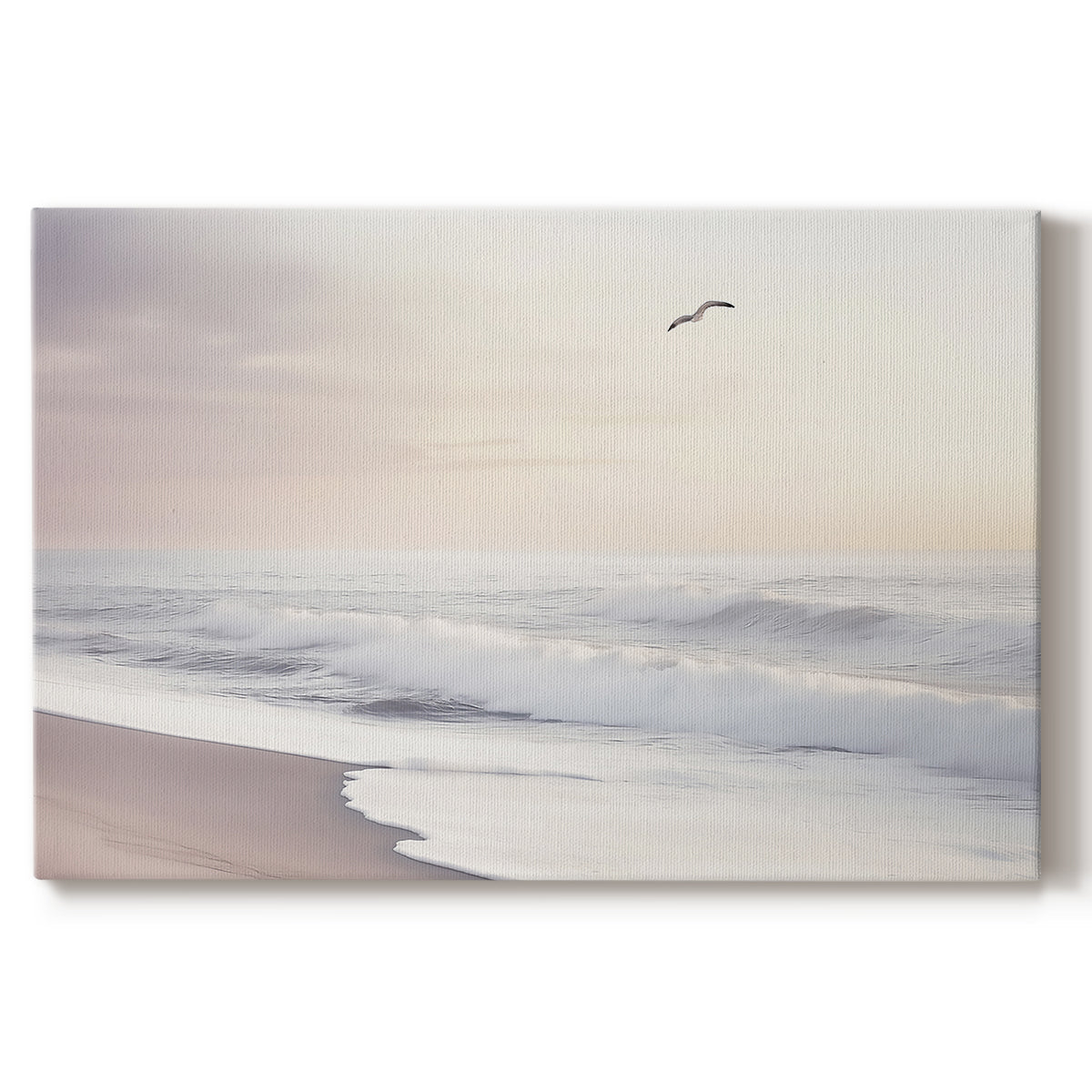 beach,ocean,sunrise,waves,bird,horizon,shore,tranquil,pastel,landscape,nature,water,sky,sand,calm,coast,seagull,surf,serenity,environment,outdoors,beauty,reflection,light,atmosphere,travel,scenic,peaceful,migration,marine,background,coastline,summer,vacation,relaxation,meditation,wildlife,adventure,exploration,natural beauty