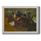 Impressionist cabaret interior scene by Henri de Toulouse-Lautrec printed on canvas in an ornate weathered white frame.