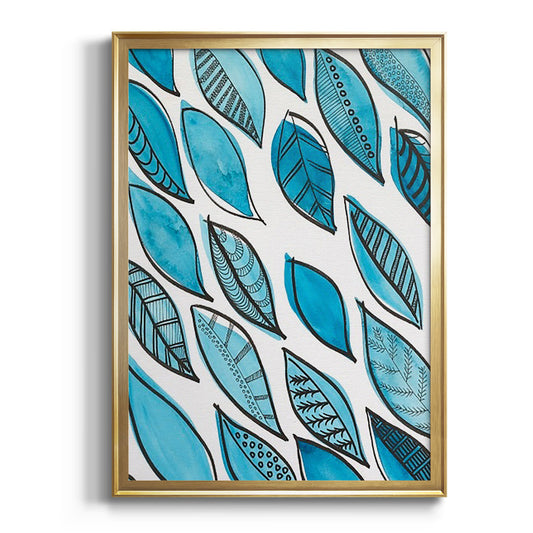 Patterned Leaf Shapes I - Modern Framed Canvas Print