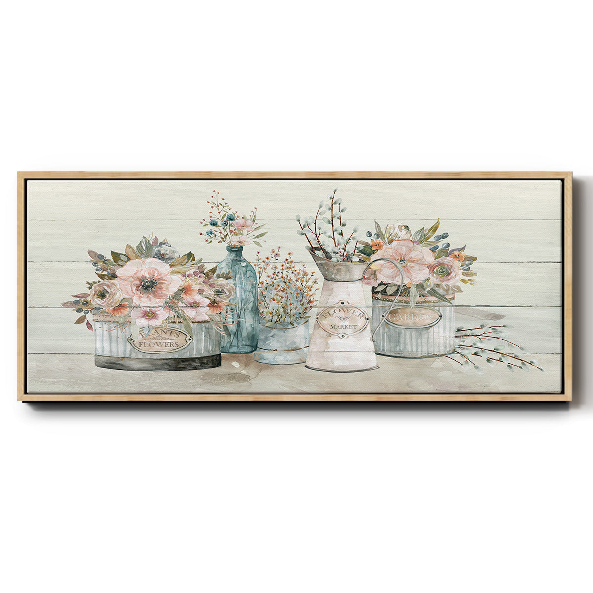 Flower Market - Floater Framed Canvas Print