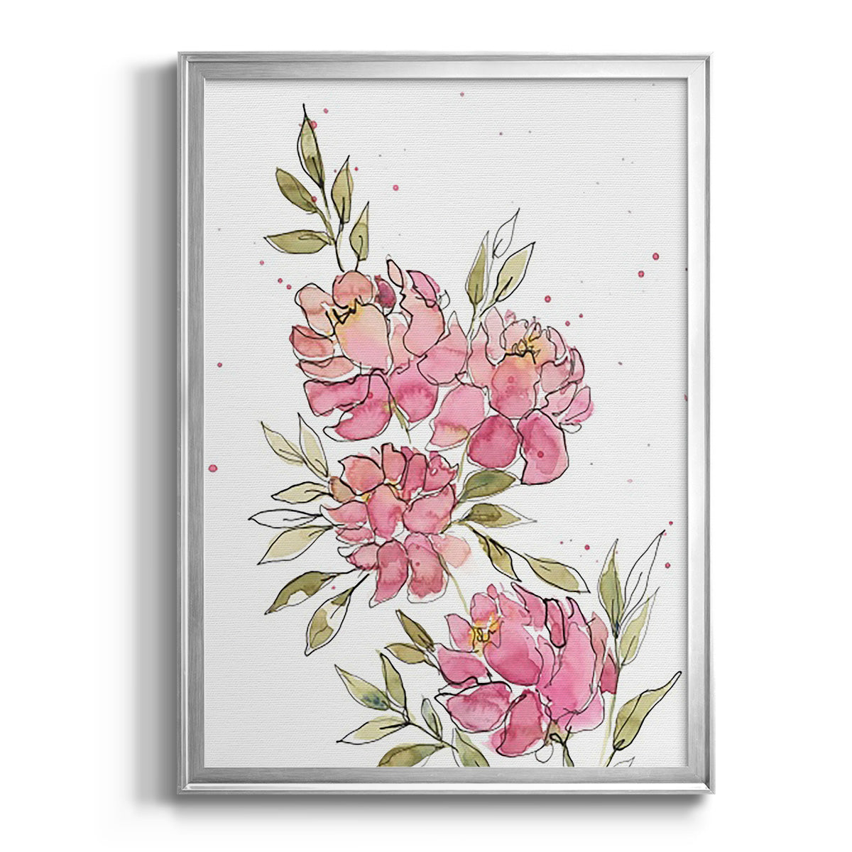 Watercolor Blooms I - Modern Framed Canvas Print