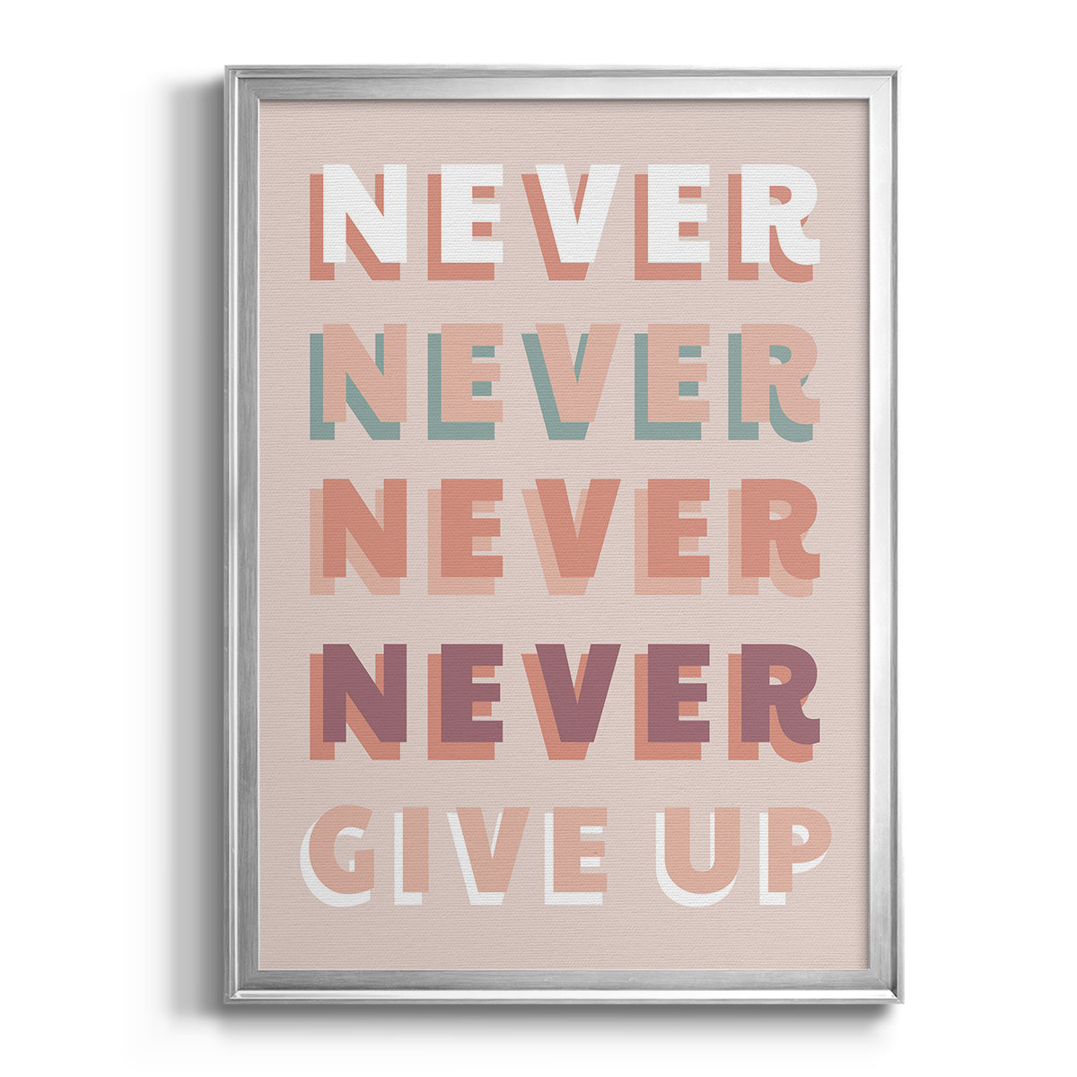 Never Give Up - Modern Framed Canvas Print