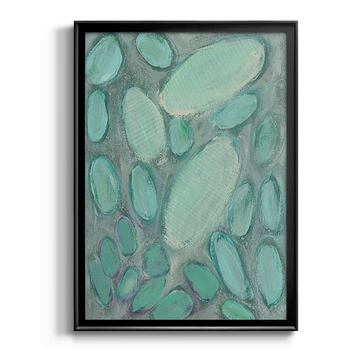 Blue Orbs II - Modern Framed Canvas Print
