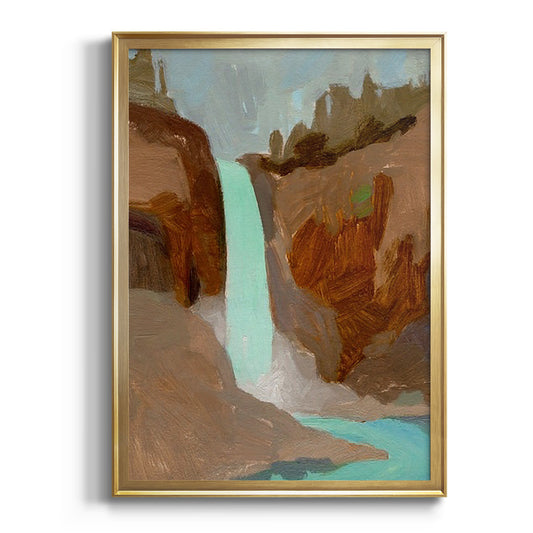 Turquoise Falls I - Modern Framed Canvas Print