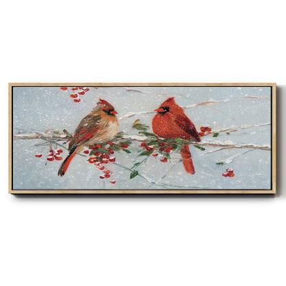 Cardinals in Winter - Floater Framed Canvas Print