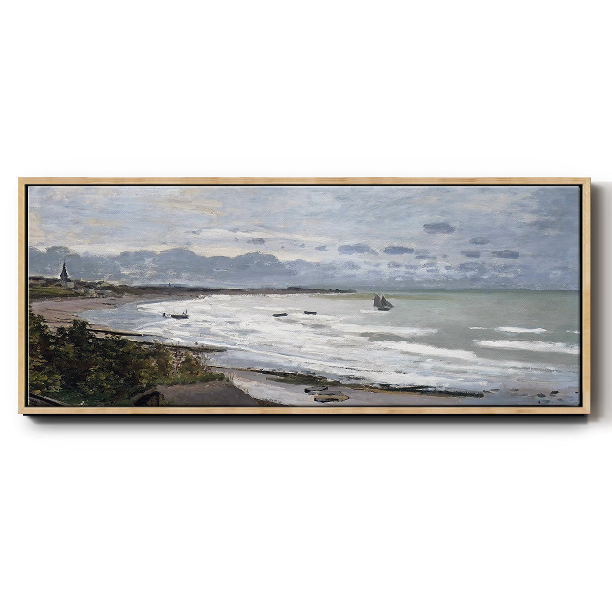 The Beach at Saint Adresse, 1876 - Floater Framed Canvas Print
