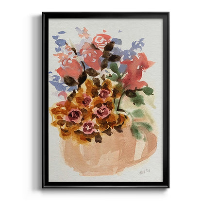 Mauve Bouquet in Teapot II - Modern Framed Canvas Print