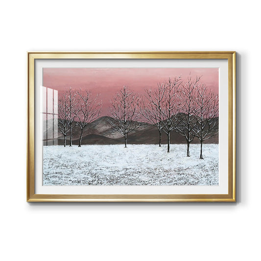 Sunset Snowfall II - Modern Framed Art Print