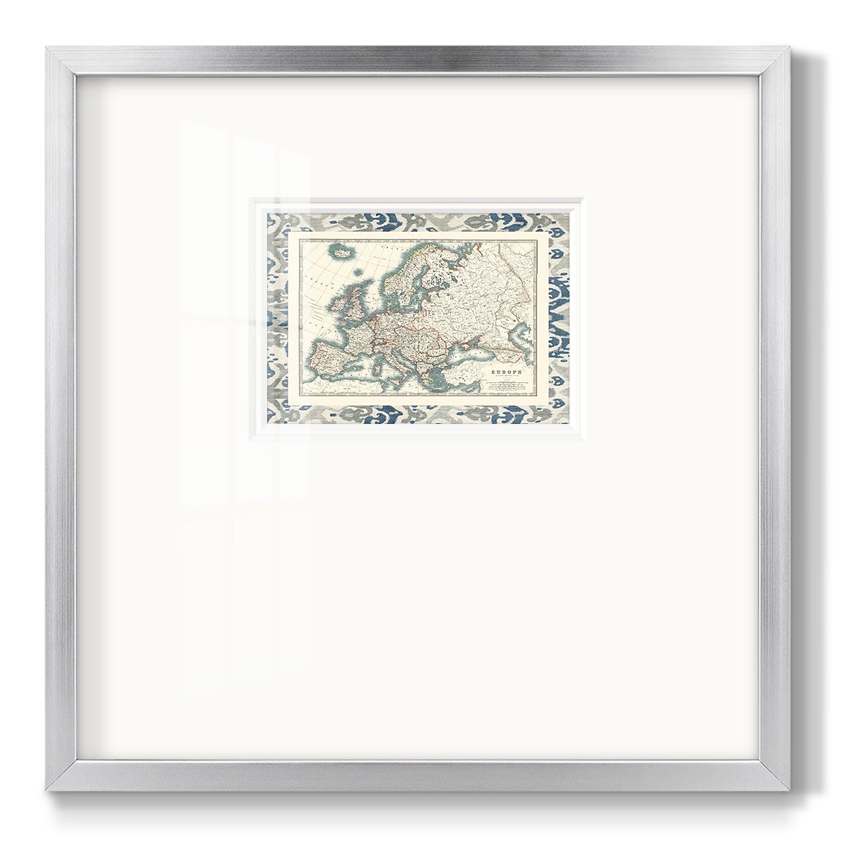 Bordered Map of Europe - Double Matboard Framed Print