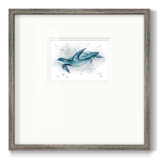 Blue Turtle II Premium Framed Print Double Matboard