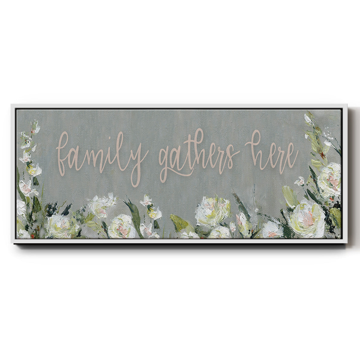 Family Gathers - Floater Framed Canvas Print