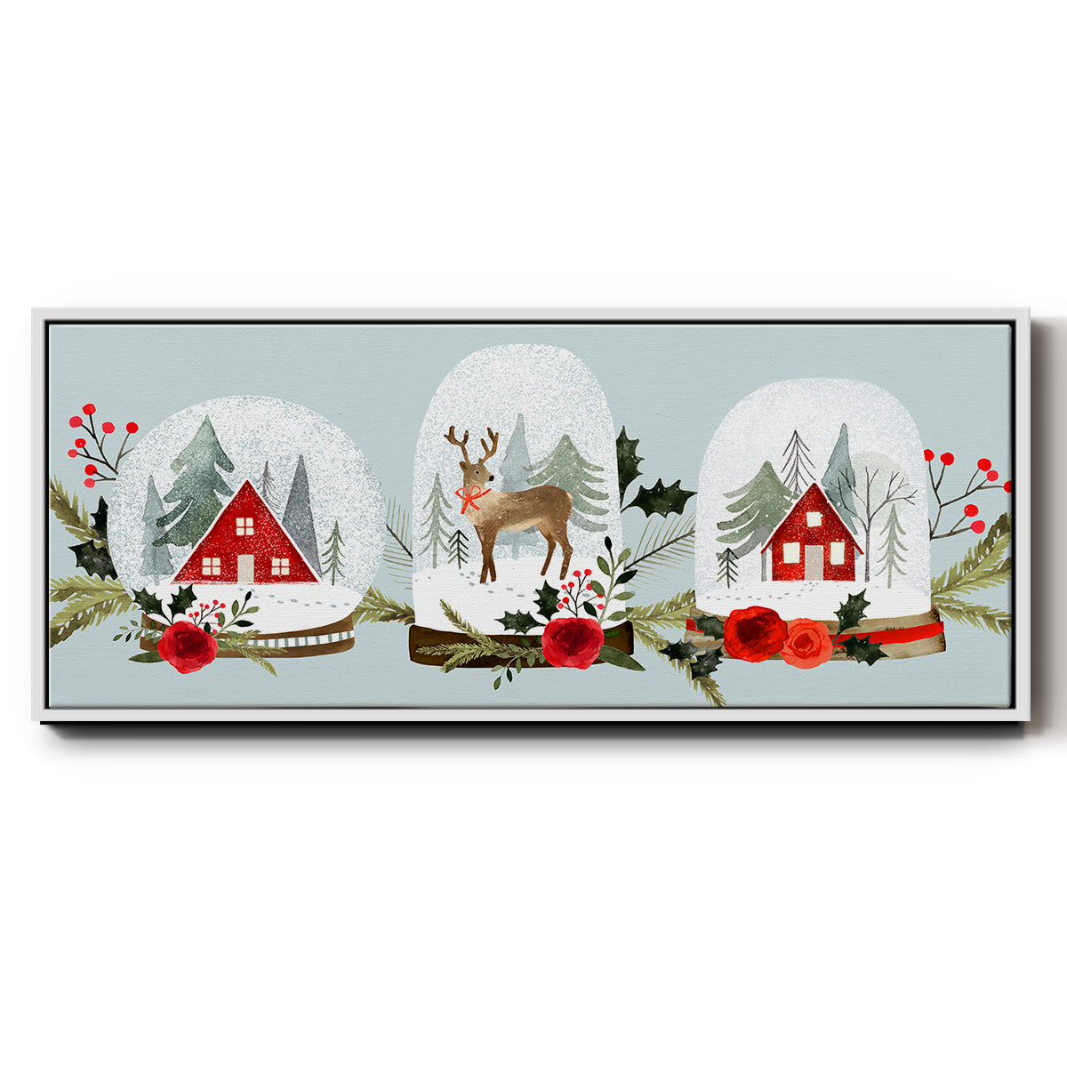 Snow Globe Village Collection D - Floater Framed Canvas Print