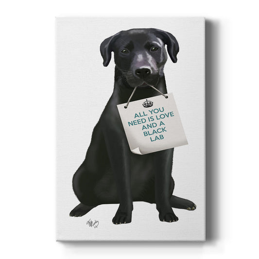 Love and Black Labrador - Canvas Art Print