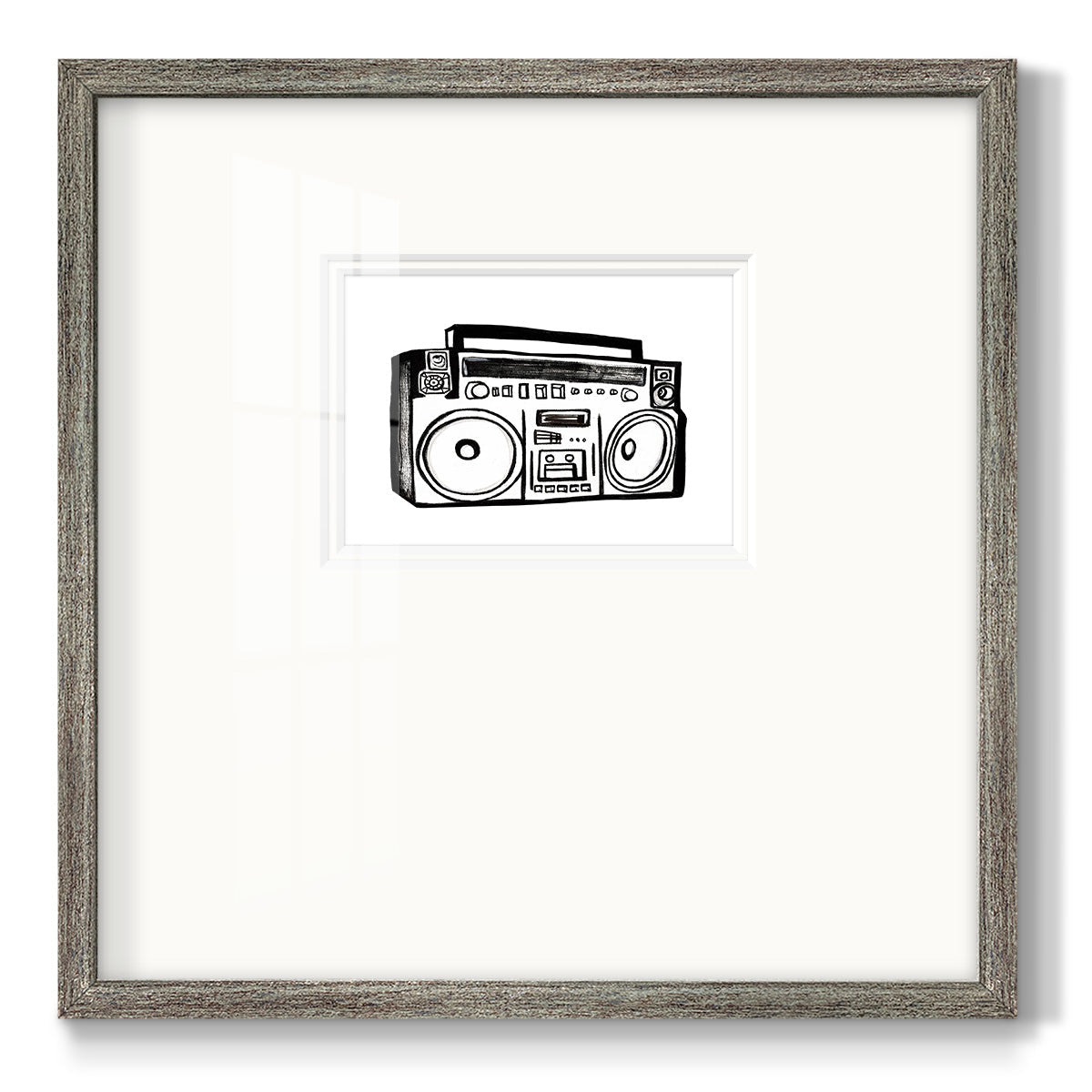 Boombox Sketch Premium Framed Print Double Matboard