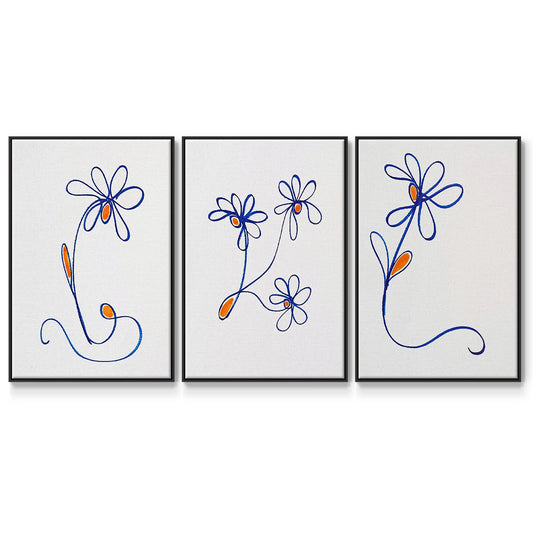 Wobbly Blooms I - Floater Framed Canvas Set