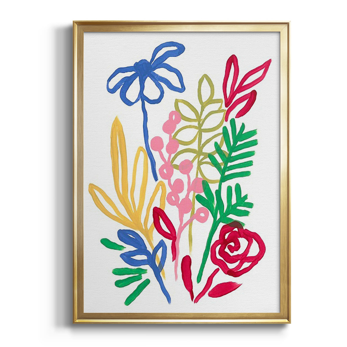 Bold Brushstroke Blooms I - Modern Framed Canvas Print