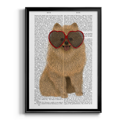 Pomeranian and Heart Glasses - Modern Framed Canvas Print