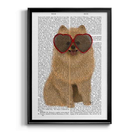 Pomeranian and Heart Glasses - Modern Framed Canvas Print