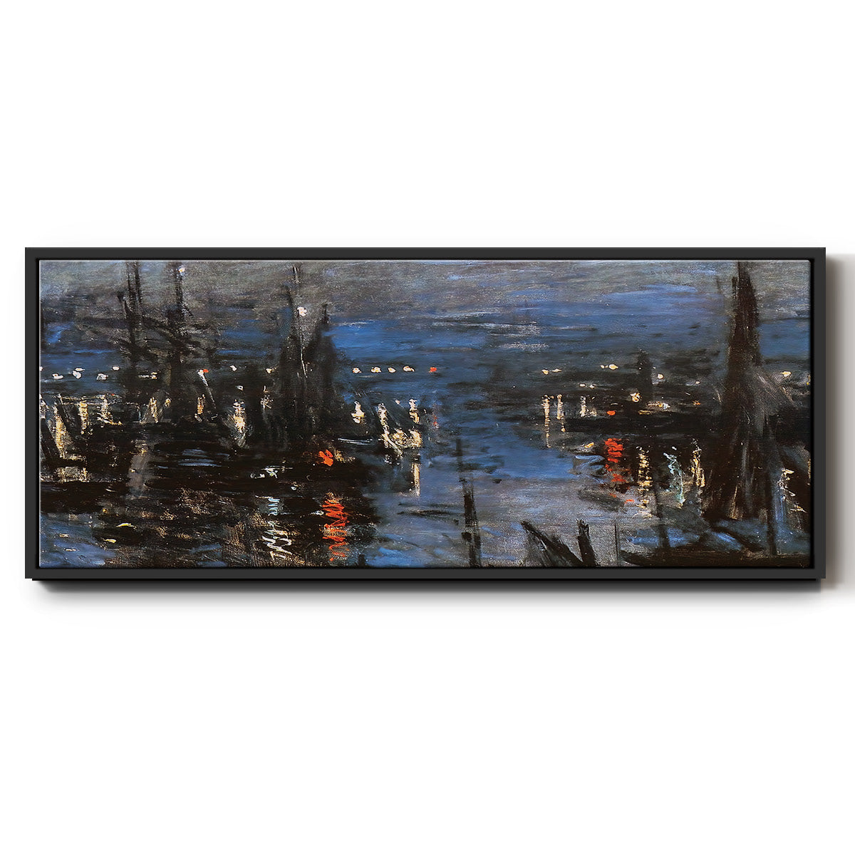 The Port of Le Havre, Night Effect, 1873 - Floater Framed Canvas Print