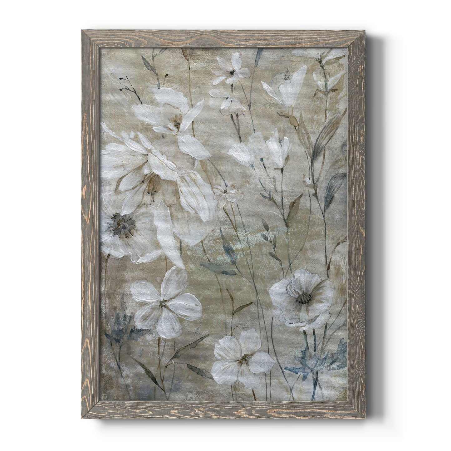 Wildflower Whites - Barnwood Framed Canvas Print