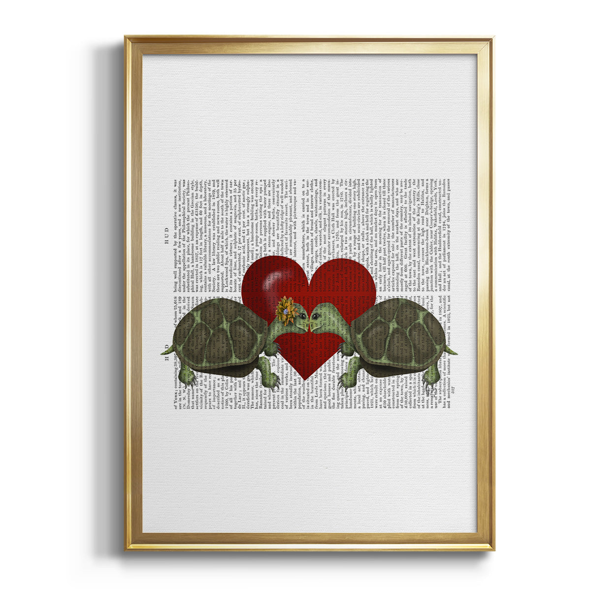 Turtle Kiss - Modern Framed Canvas Print