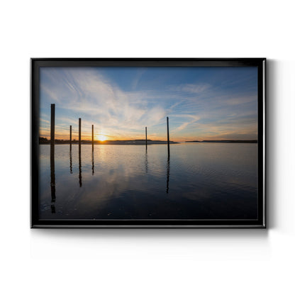 Bay at Sunset - Modern Framed Canvas Print