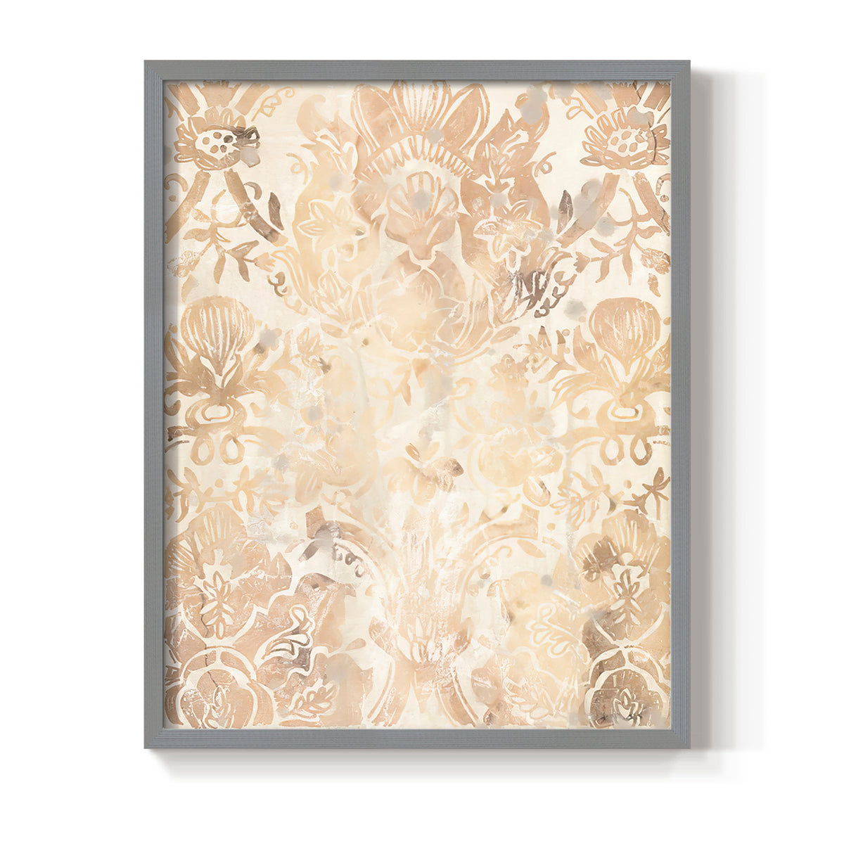 Walnut Damask III - Restickable Framed Art Print