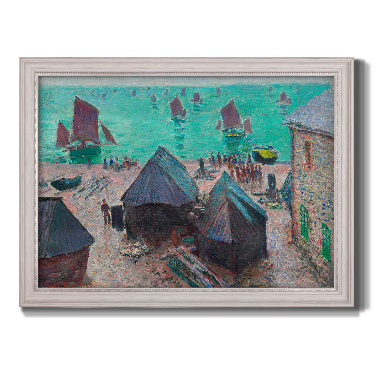 The Departure of the Boats Etretat - Ornate Framed Canvas Print