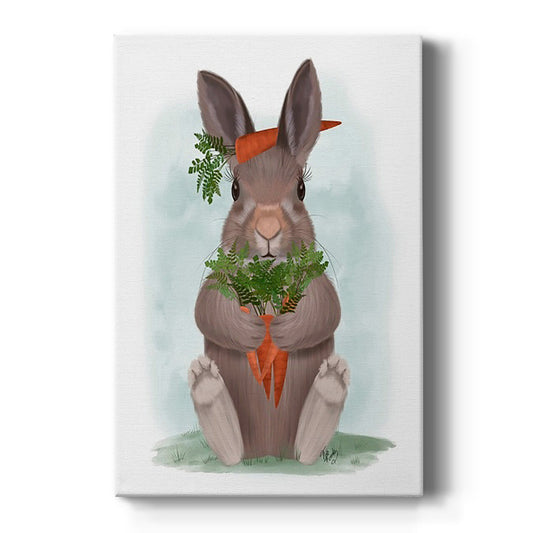 Rabbit Carrot Hug - Canvas Art Print