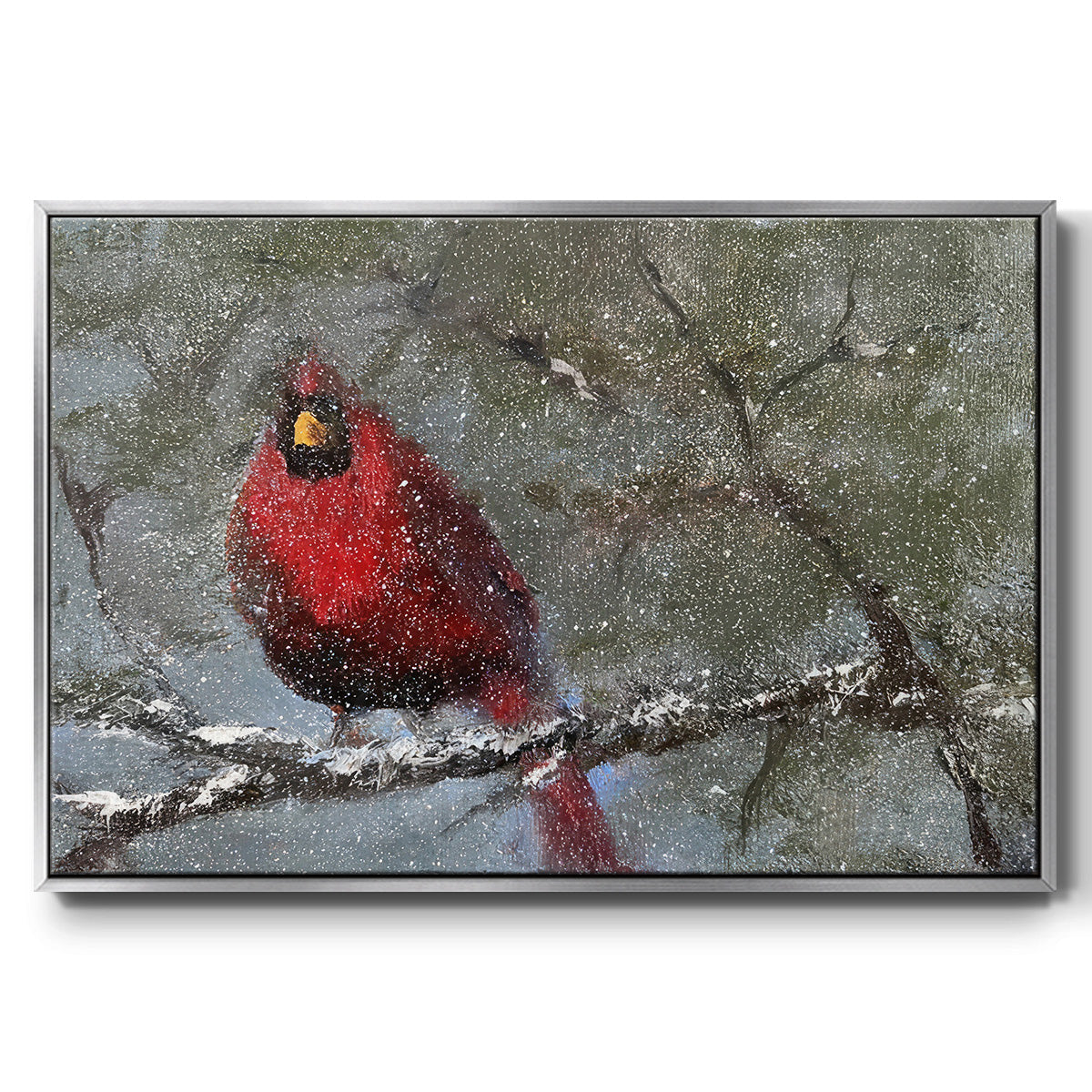 Cardinal in Snow I - Floater Framed Canvas Print