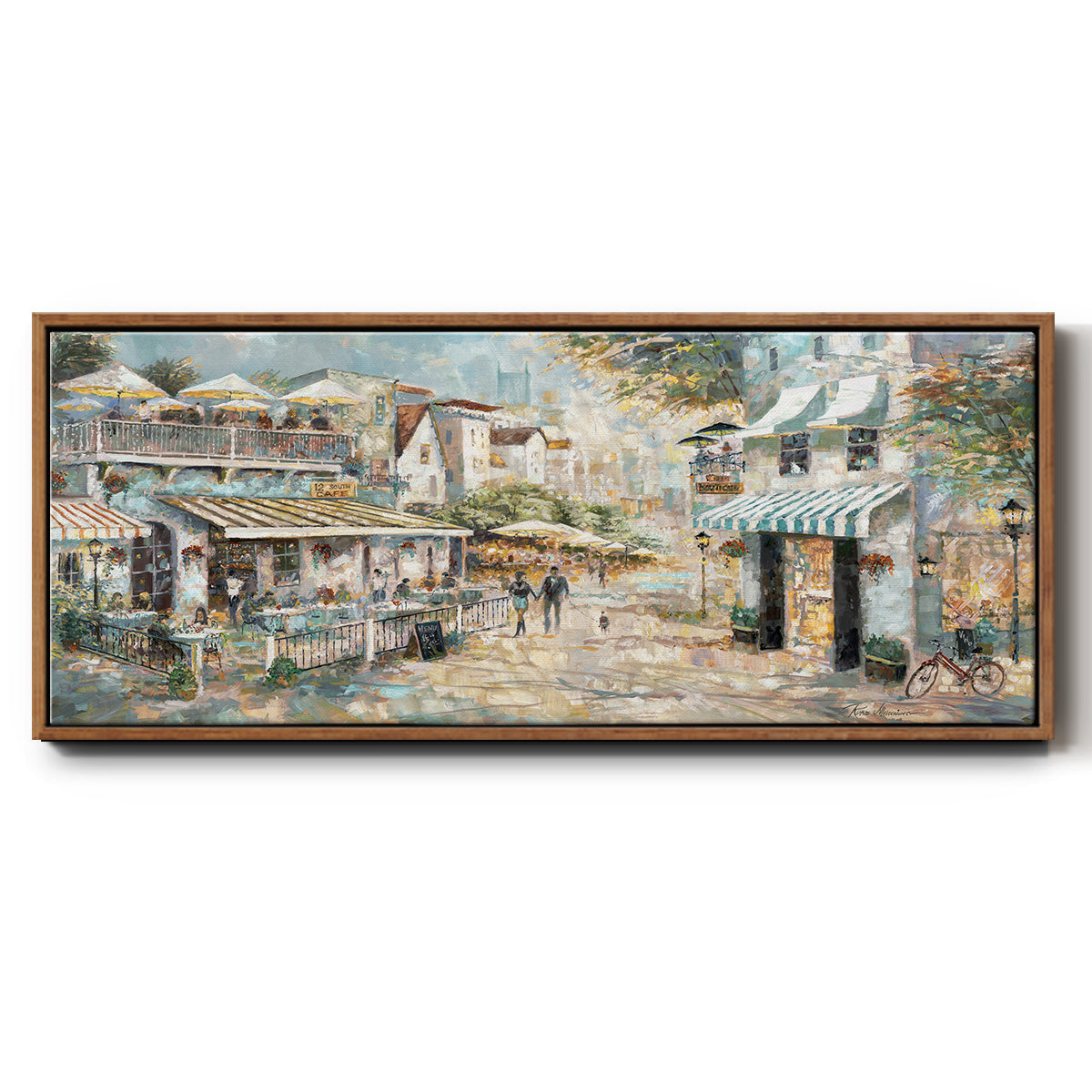 Rooftop Café - Floater Framed Canvas Print