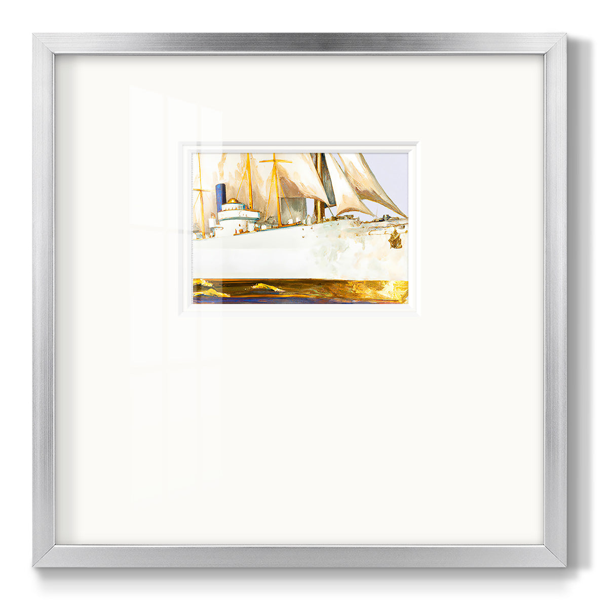 Golden Steam Ship - Double Matboard Framed Print