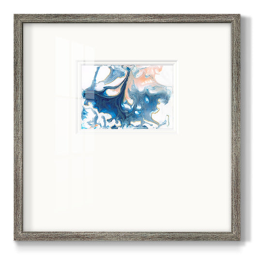 Dancing Blue I Premium Framed Print Double Matboard