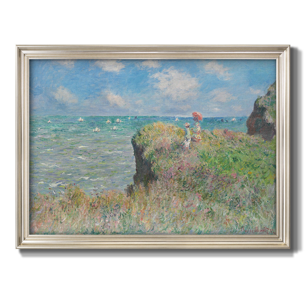 Cliff Walk At Pourville, 1882 - Ornate Framed Canvas Print
