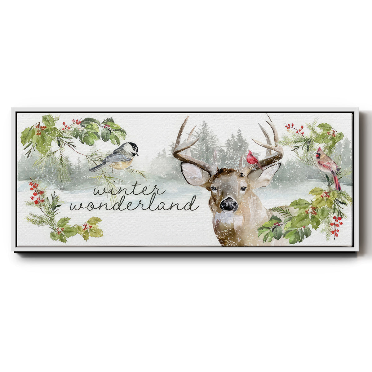 Reindeer Woods - Floater Framed Canvas Print