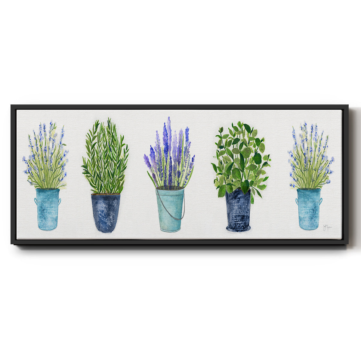 Herbs In A Row - Floater Framed Canvas Print