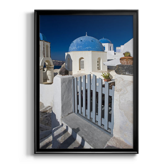 Santorini Sidewalk - Modern Framed Canvas Print