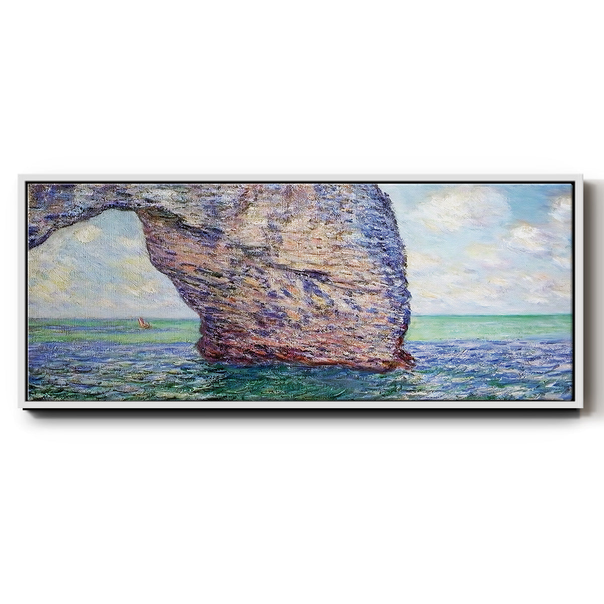 The Manneport at High Tide, 1885 - Floater Framed Canvas Print