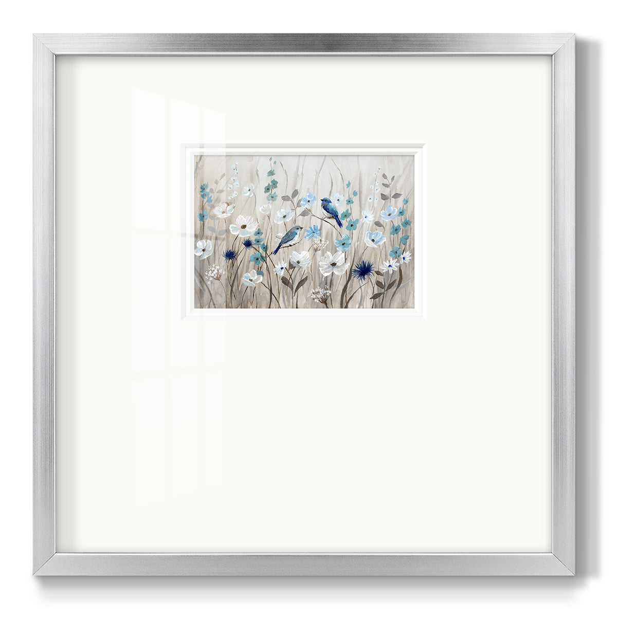 Bluebirds in Spring Premium Framed Print Double Matboard