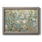Impressionist flowering vine watercolor artwork printed on canvas in an ornate vintage silver frame.